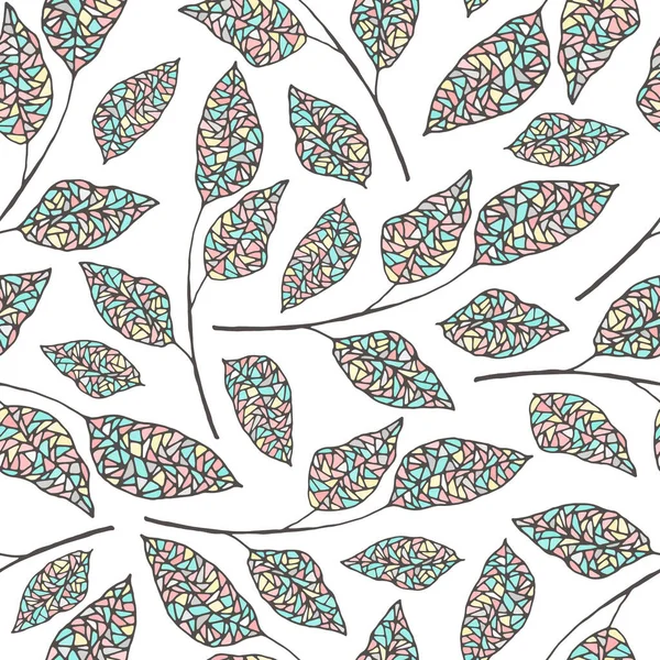 Декоративный Бесшовный Вектор Шаблона Ручной Рисунок Цветной Мозаики Каракули Ветвей — стоковый вектор