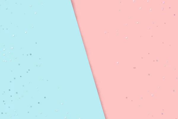 Fundo de férias festivo bonito grande, bandeira com confete. Brilhando fundo celebração em cores rosa e azul com sombra. Visão superior, espaço de cópia para o seu texto . — Fotografia de Stock
