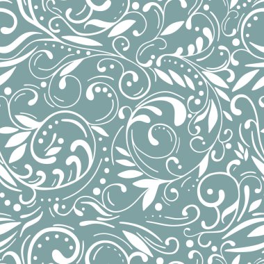 Decorative seamless pattern vector with openwork flower ornament on a blue background. Abstract pattern for design cards, invitations, wallpaper, wrapping paper.