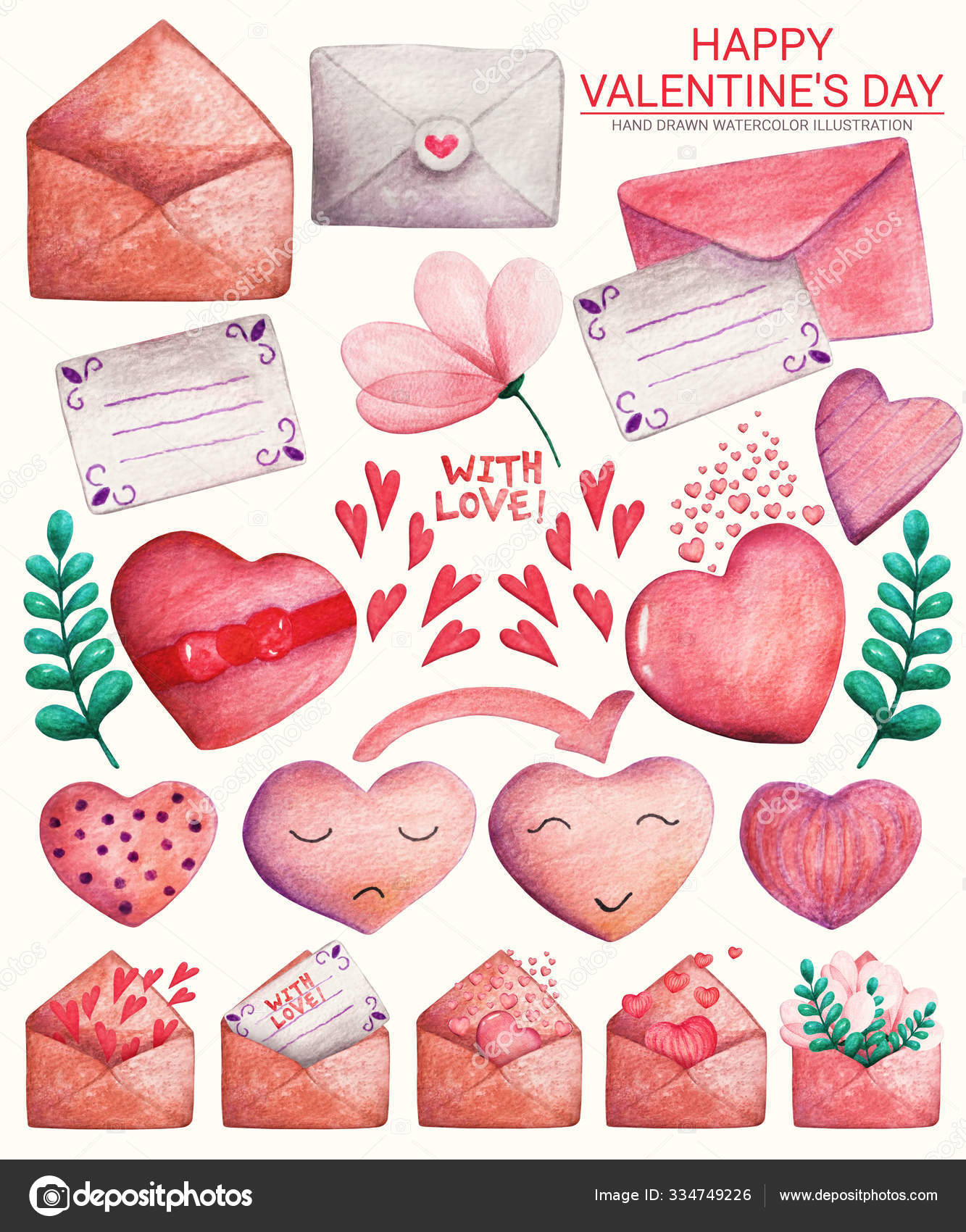 Valentine Wrapping Paper Red Set Stock Photo