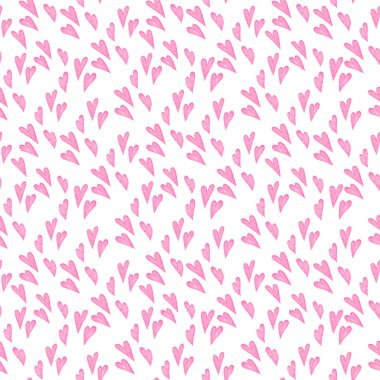 El çizimi pürüzsüz suluboya pembe kalp şekilleri. Uçan kupa figürleri. Tasarım için illüstrasyon Sevgililer Günü veya Kadınlar Günü tebrik kartları, davetiye, duvar kağıdı, ambalaj kağıdı