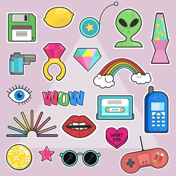 Fashion patch badges big set stickers pins Vector Image