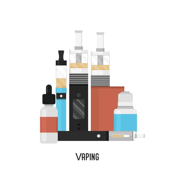 Cigarros a bater. Vaping dispositivos e líquidos. Vape smoking.vector conjunto de ícones isolado —  Vetores de Stock