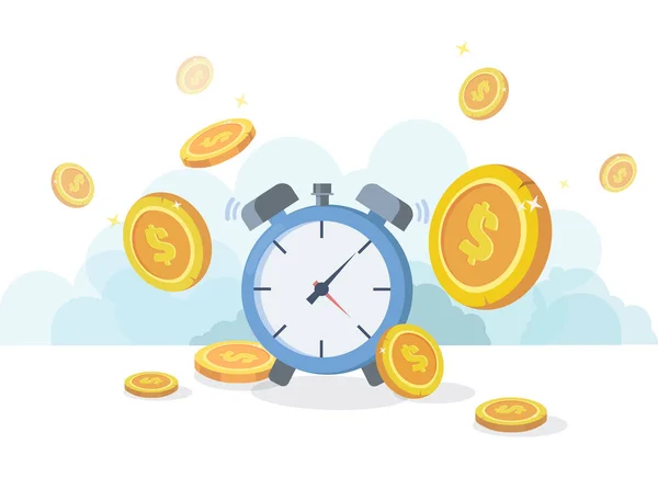 El tiempo es concepto de dinero. Inversiones financieras, aumento de ingresos, gestión presupuestaria, cuenta de ahorros. — Vector de stock