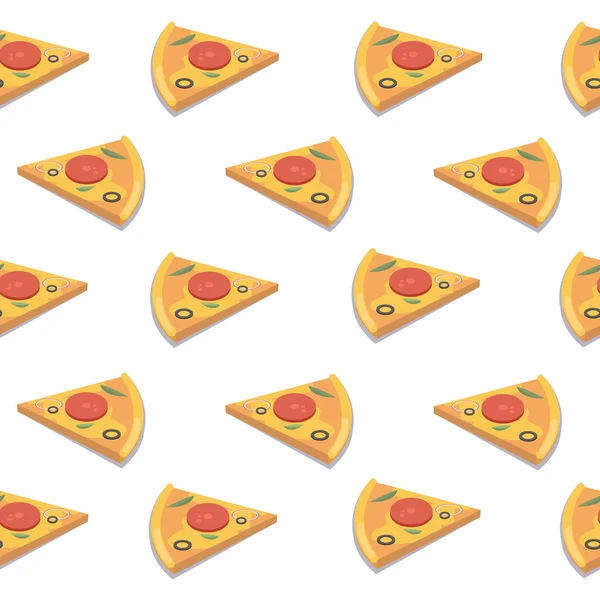 披萨片无缝模式。矢量图. — 图库矢量图片