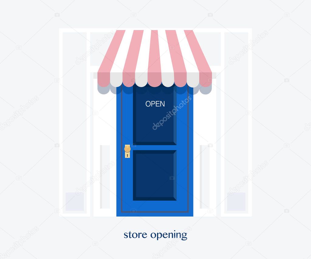 Grand opening banner. Store opening, store door.Template banner, flyer, design element, decoration for opening event