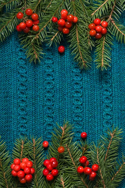 Örme kazak arka plan karede olarak köknar ağacı. Noel kavramı. Soyut desen. Düz yatıyordu.