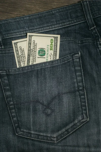 China yuan no bolso dos jeans . — Fotografia de Stock