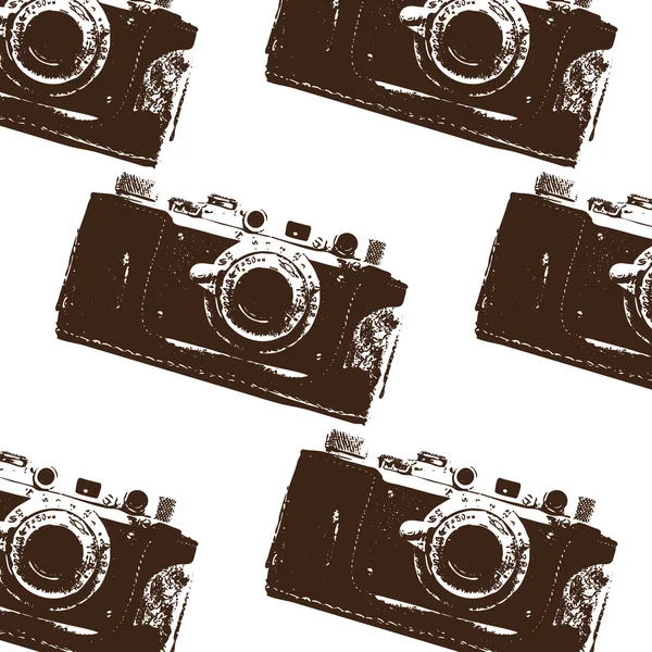 Patrón vectorial con ilustración de cámara vintage — Vector de stock