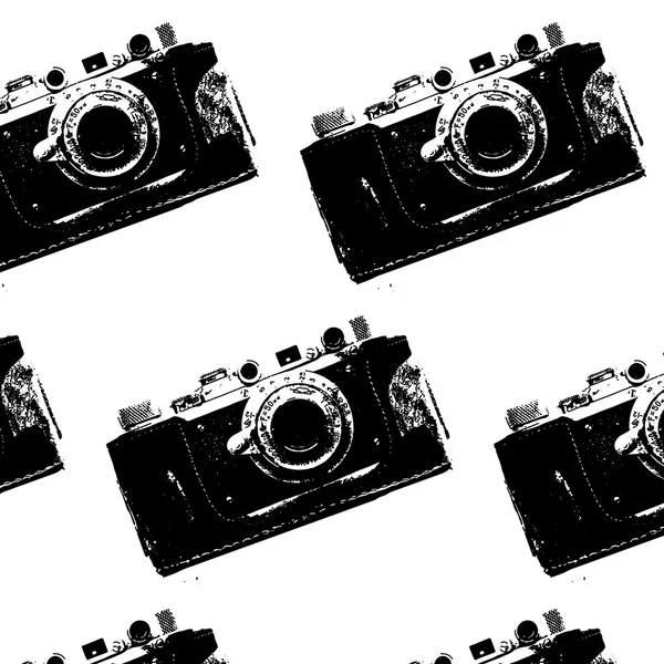 Patrón vectorial con ilustración de cámara vintage — Vector de stock