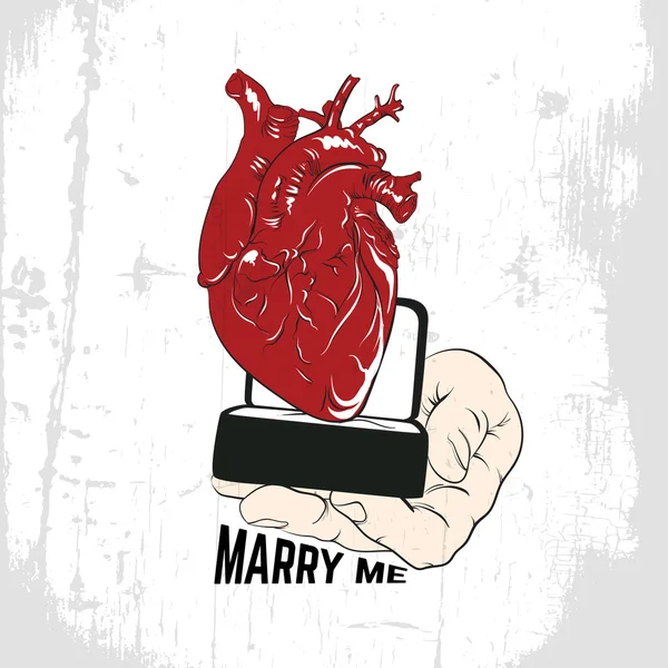 Citation arrière-plan typographique avec illustration de la main et du cœur humain — Image vectorielle
