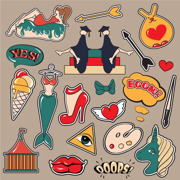 Fashion patch badges Stock Vector