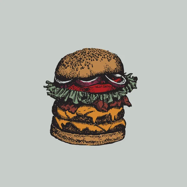 Színes illusztráció vektor nagy burger — Stock Vector