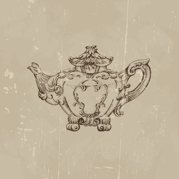 Vektor-Illustration der alten Teekanne — Stockvektor