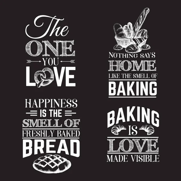 Citera typografiska bakgrund om bröd och bakning — Stock vektor