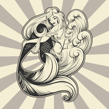 Güzel deniz kızı vektör çizim