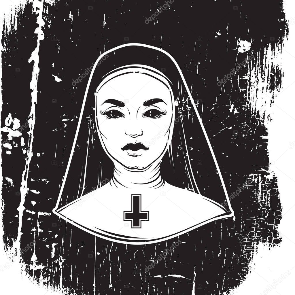 Vector illustration of nun 