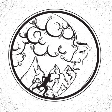 Vektör el peyzaj moon ile çizilen illüstrasyon