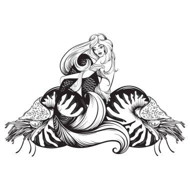 Güzel deniz kızı vektör çizim