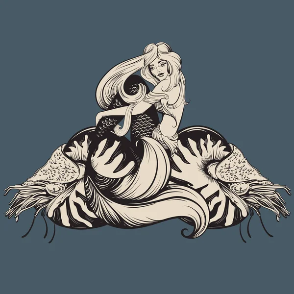 Güzel deniz kızı vektör çizim