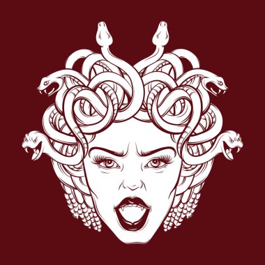 Kızgın gorgon vektör çizim