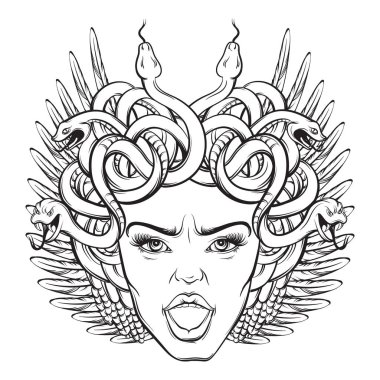 Vector illustration of angry gorgon clipart