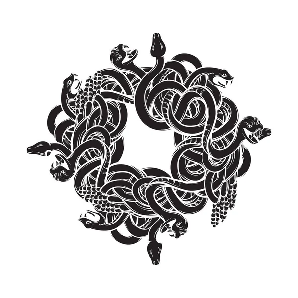 Векторная иллюстрация с кучей злых змей . — стоковый вектор