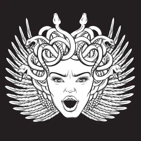 Illustration vectorielle de gorgone en colère — Image vectorielle