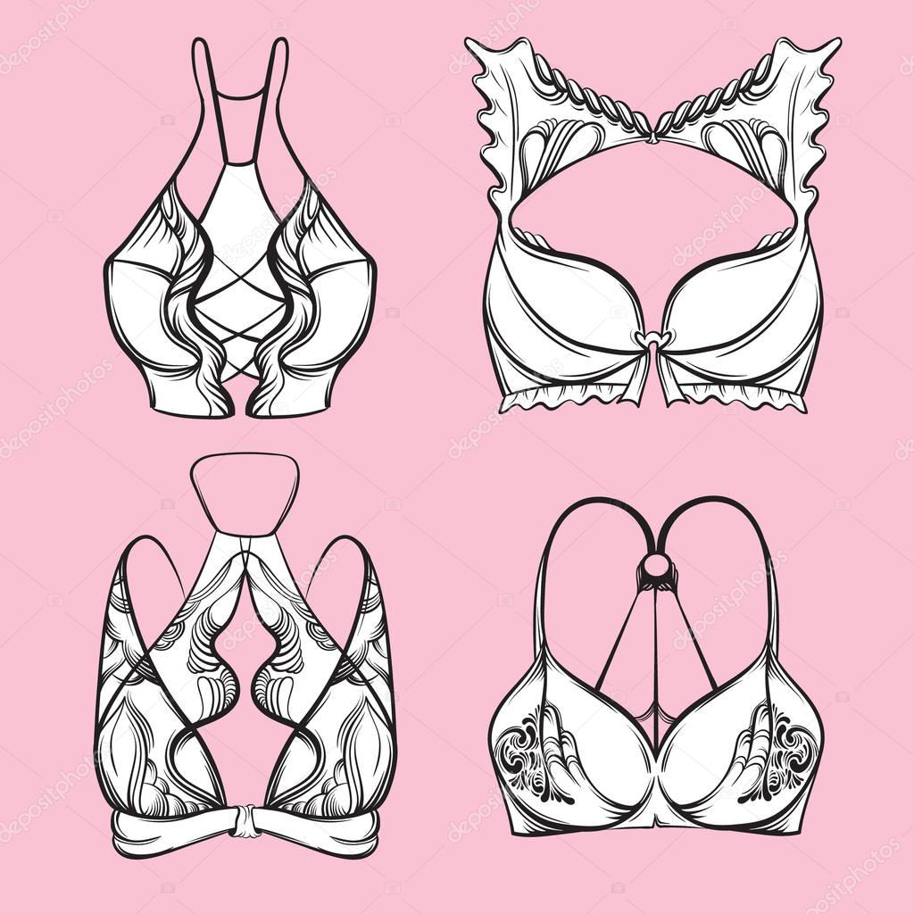 Vector illustration of beautiful collection of bra