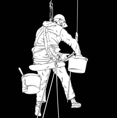 Dekoratör çalışma sürecinde vektör gerçekçi çizim