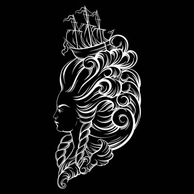 Vecor illüstrasyon kadın başının güzel saç modeli ile
