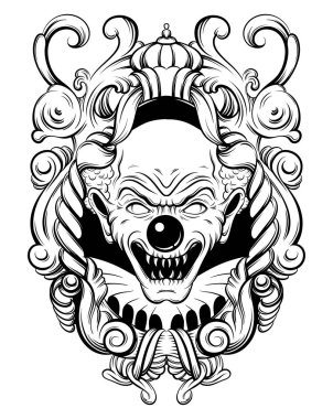Vector hand drawn illustration of angry clown vector Vector hand drawn illustration of angry clown vector