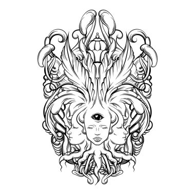 Vektör el falcı çizilmiş çizimi