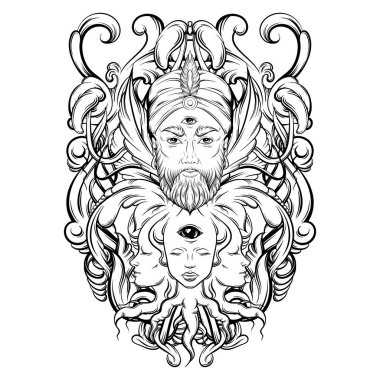 Vektör el falcı çizilmiş çizimi