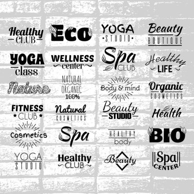 Logo ve etiketleri, sağlıklı yaşam için rozetleri vektör toplama