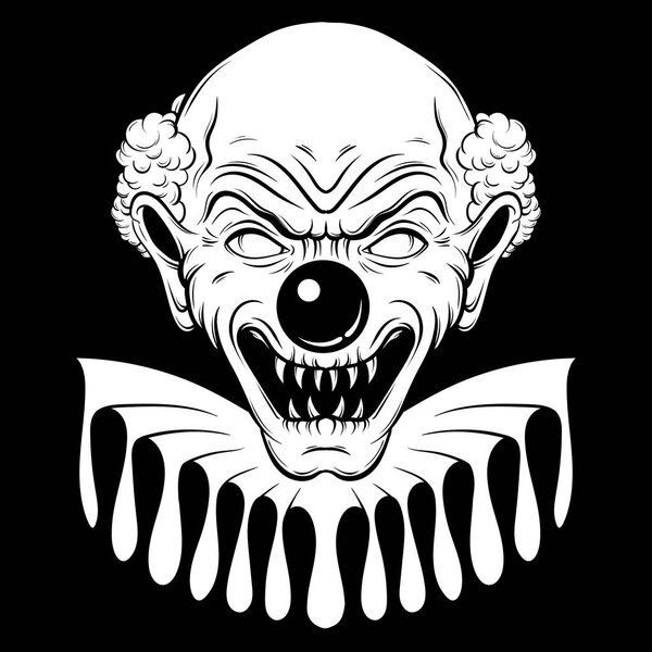 Vector hand drawn  illustration of angry clown 