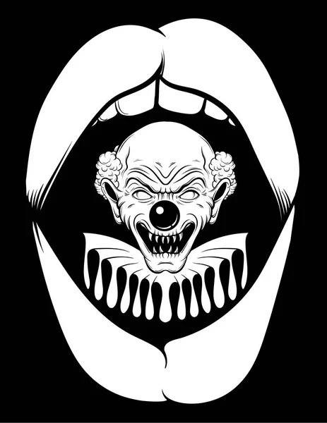 Illustrazione disegnata a mano vettoriale di clown arrabbiato — Vettoriale Stock
