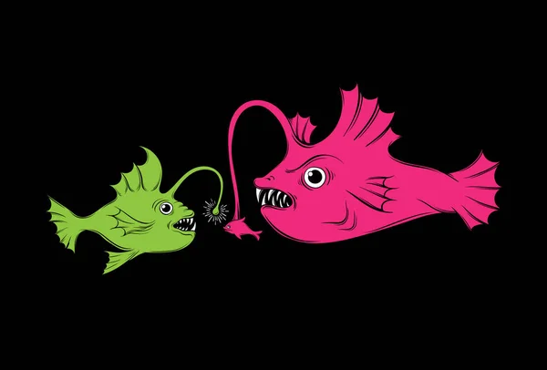 Vektorillustration mit jagenden Fischen. — Stockvektor