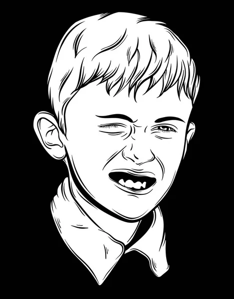 Ilustración vectorial del pequeño niño emocional — Vector de stock