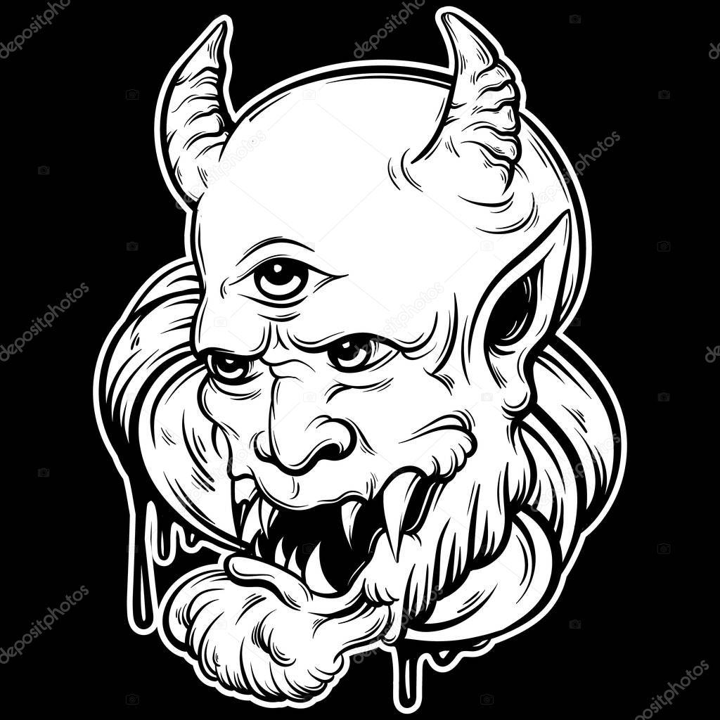 Vector hand drawn illustration of devil.