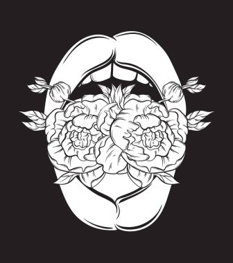 Açık ağız vektör elle çizilmiş çizim 