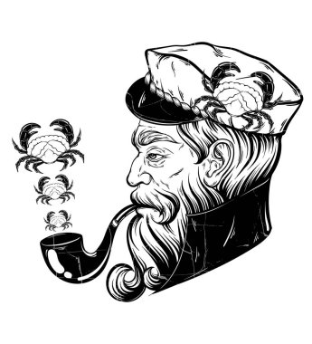 Vektör el Yüzbaşı boru ile çizilen illüstrasyon 