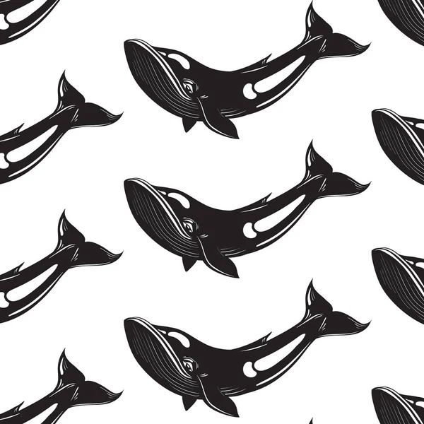 Wektor wzór z ilustracji wieloryba — Wektor stockowy