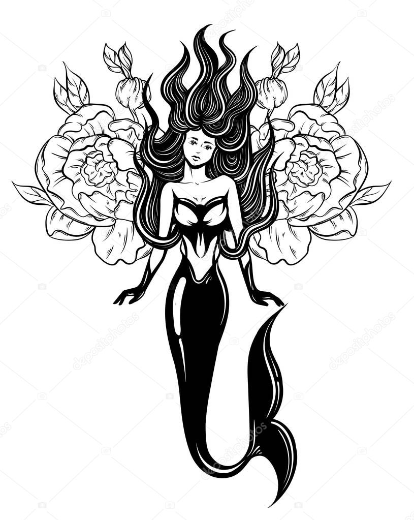 Vector illustration of beautiful mermaid