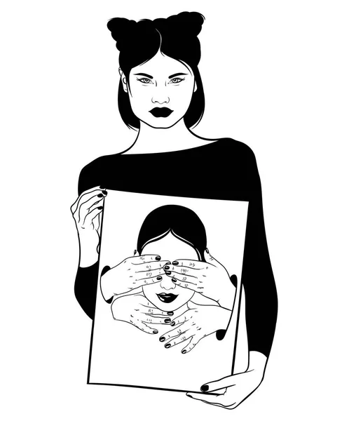 Illustration vectorielle dessinée à la main de jolie femme — Image vectorielle