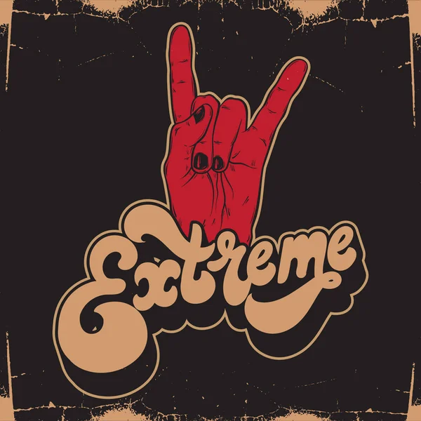 Aşırı. Vektör yazı 90 's tarzında yapılmış el yazısı. Rock el çekilmiş örnek ver. Şablon forcard, poster, afiş, t-shirt için yazdırma.