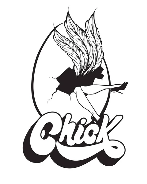 Chick Vector Handskrivna Bokstäver Gjorda Talet Stil Hand Dras Illustration — Stock vektor