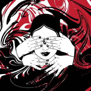 Vektör el eller ile kafa çizilmiş çizimi. Yaratıcı dövme sanat. Kartı, poster, afiş, t-shirt için yazdırma için şablon.