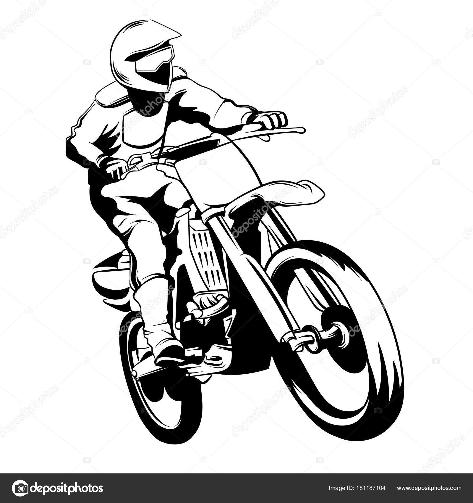 Desenho de ilustração vetorial desenhada à mão para moto de motocross