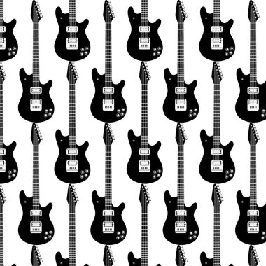 Elle çizilmiş gitar ile vektör desen. Kartı, poster, afiş, t-shirt için yazdırma için şablon.